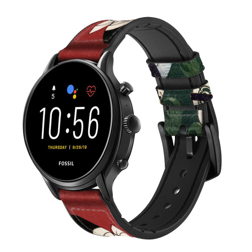 CA0348 Japan Art Toyohara Kunichika Cinturino in silicone e pelle Smartwatch per Fossil Smartwatch