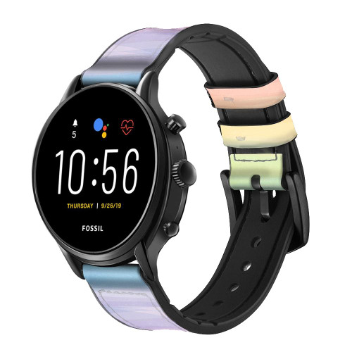 CA0798 Colorful Rainbow Pastel Cinturino in silicone e pelle Smartwatch per Fossil Smartwatch