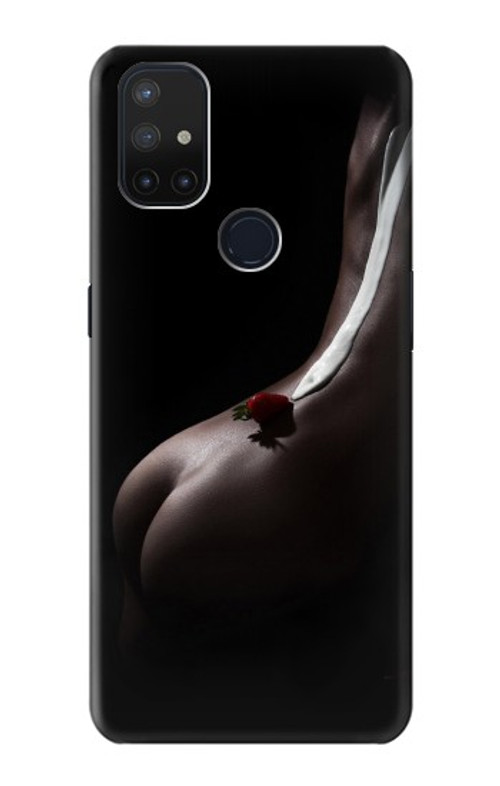 W0546 Sexy Cream Strawberry Case Cover Custodia e Flip Case per OnePlus Nord N10 5G