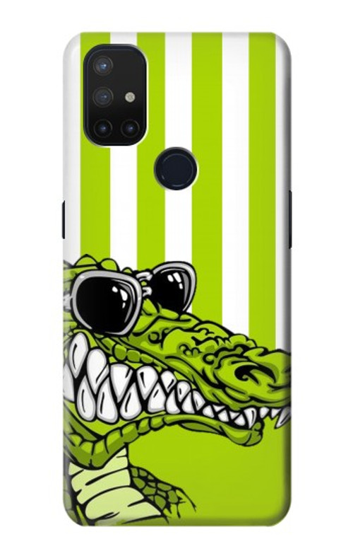 W2323 Funny Green Alligator Crocodile Case Cover Custodia e Flip Case per OnePlus Nord N10 5G