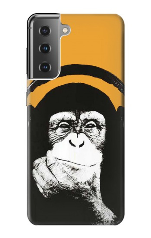 W2324 Funny Monkey with Headphone Pop Music Case Cover Custodia e Flip Case per Samsung Galaxy S21 Plus 5G, Galaxy S21+ 5G