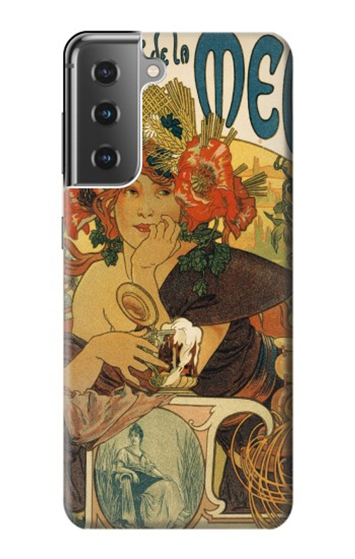 W2740 Alphonse Mucha Bieres De La Muse Case Cover Custodia e Flip Case per Samsung Galaxy S21 Plus 5G, Galaxy S21+ 5G
