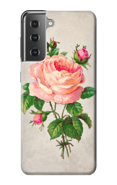 W3079 Vintage Pink Rose Case Cover Custodia e Flip Case per Samsung Galaxy S21 Plus 5G, Galaxy S21+ 5G