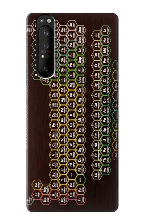 W3544 Neon Honeycomb Periodic Table Case Cover Custodia e Flip Case per Sony Xperia 1 III