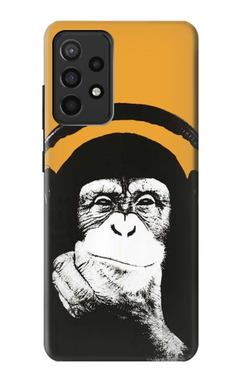 W2324 Funny Monkey with Headphone Pop Music Case Cover Custodia e Flip Case per Samsung Galaxy A52, Galaxy A52 5G
