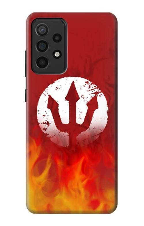 W2803 Fire Red Devil Spear Symbol Case Cover Custodia e Flip Case per Samsung Galaxy A52, Galaxy A52 5G