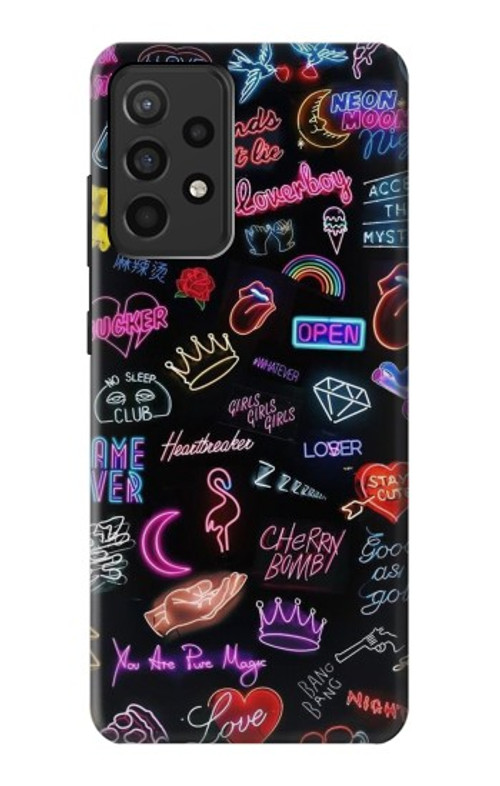 W3433 Vintage Neon Graphic Case Cover Custodia e Flip Case per Samsung Galaxy A52, Galaxy A52 5G