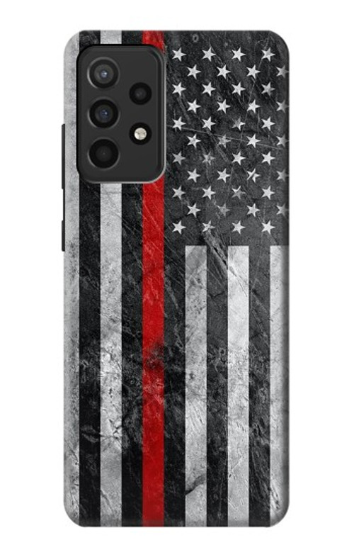 W3687 Firefighter Thin Red Line American Flag Case Cover Custodia e Flip Case per Samsung Galaxy A52, Galaxy A52 5G