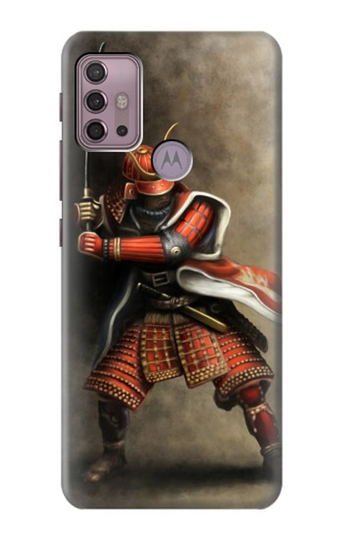 W0796 Japan Red Samurai Case Cover Custodia e Flip Case per Motorola Moto G30, G20, G10