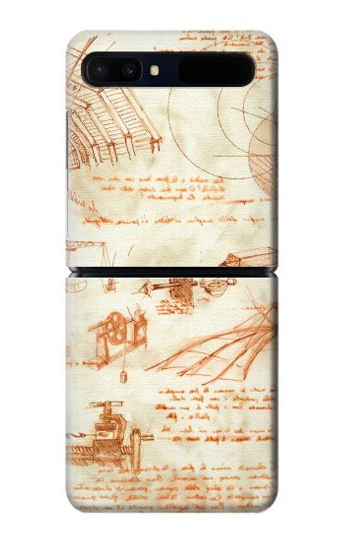 W0566 Technical Drawing Da Vinci Case Cover Custodia e Flip Case per Samsung Galaxy Z Flip 5G