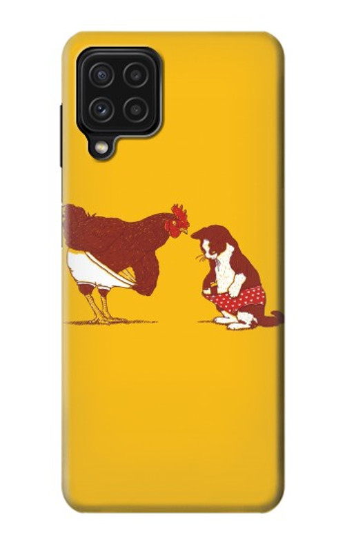W1093 Rooster and Cat Joke Case Cover Custodia e Flip Case per Samsung Galaxy A22 4G