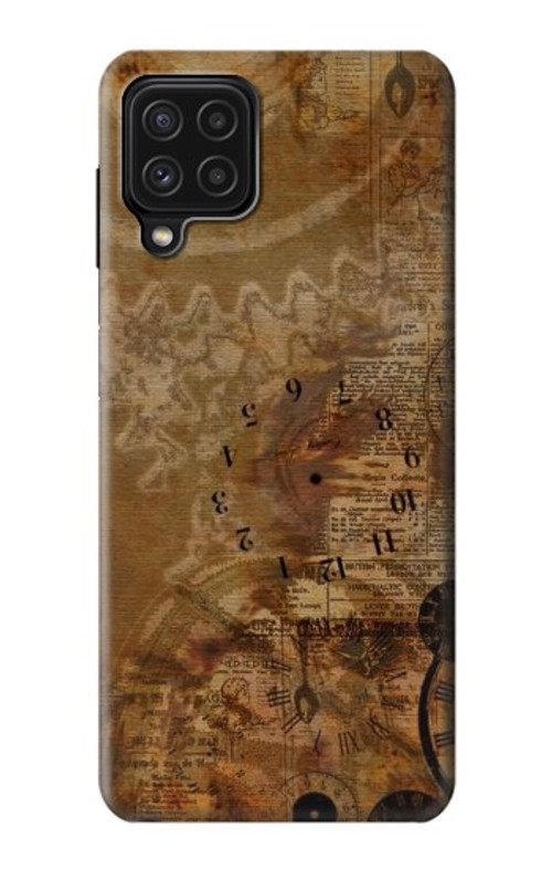 W3456 Vintage Paper Clock Steampunk Case Cover Custodia e Flip Case per Samsung Galaxy A22 4G