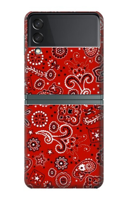 W3354 Red Classic Bandana Hard Case For Samsung Galaxy Z Flip 3 5G