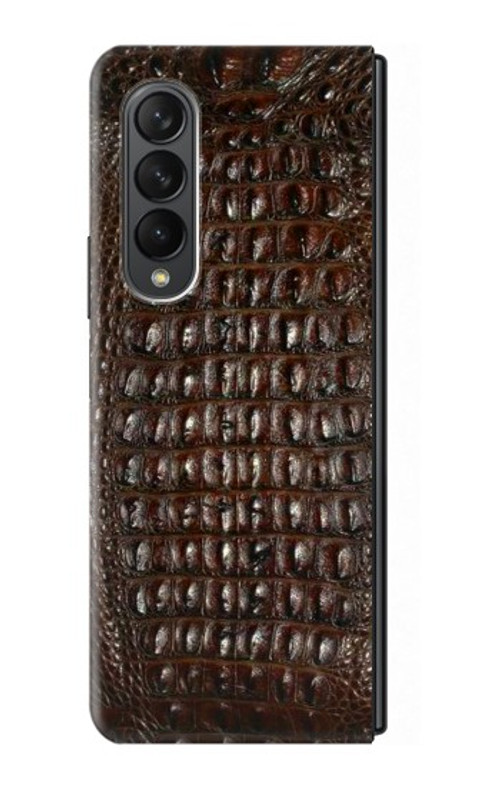 W2850 Brown Skin Alligator Graphic Printed Hard Case For Samsung Galaxy Z Fold 3 5G