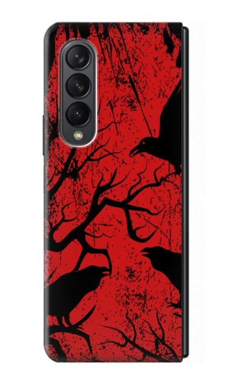 W3325 Crow Black Blood Tree Hard Case For Samsung Galaxy Z Fold 3 5G