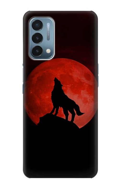 W2955 Wolf Howling Red Moon Case Cover Custodia e Flip Case per OnePlus Nord N200 5G
