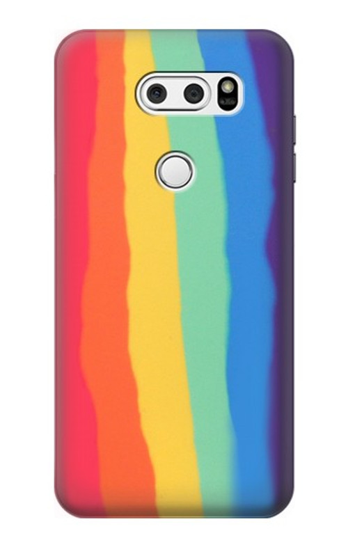 W3799 Cute Vertical Watercolor Rainbow Case Cover Custodia e Flip Case per LG V30, LG V30 Plus, LG V30S ThinQ, LG V35, LG V35 ThinQ