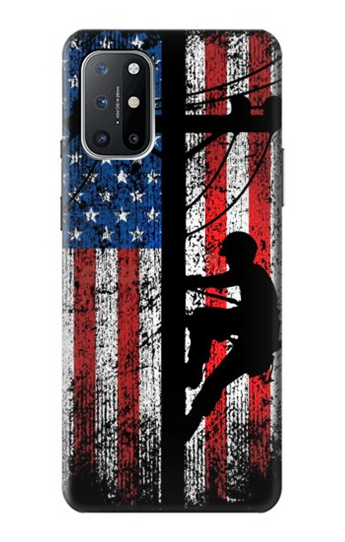 W3803 Electrician Lineman American Flag Case Cover Custodia e Flip Case per OnePlus 8T