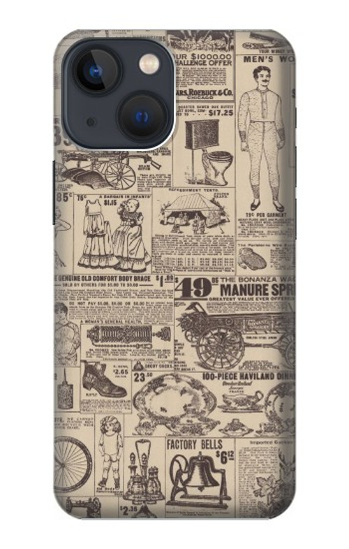 W3819 Retro Vintage Paper Case Cover Custodia e Flip Case per iPhone 13 mini