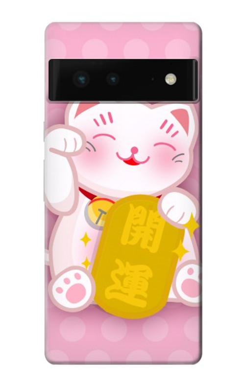 W3025 Pink Maneki Neko Lucky Cat Case Cover Custodia e Flip Case per Google Pixel 6