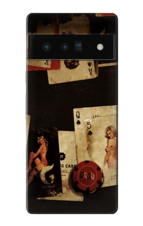 W1069 Old Vintage Sexy Poker Case Cover Custodia e Flip Case per Google Pixel 6 Pro