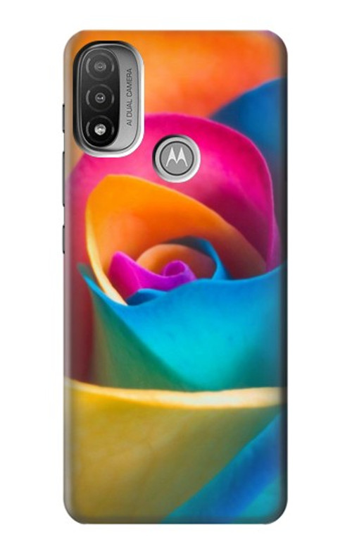 W1671 Rainbow Colorful Rose Case Cover Custodia e Flip Case per Motorola Moto E20,E30,E40