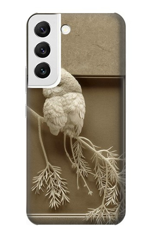 W1386 Paper Sculpture Owl Case Cover Custodia e Flip Case per Samsung Galaxy S22