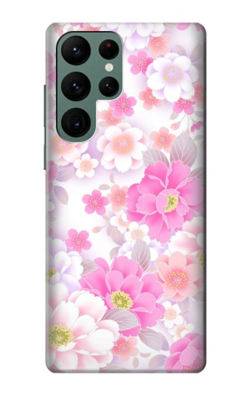 W3036 Pink Sweet Flower Flora Case Cover Custodia e Flip Case per Samsung Galaxy S22 Ultra
