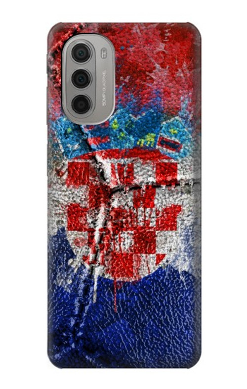 W3313 Croatia Flag Vintage Football Graphic Case Cover Custodia e Flip Case per Motorola Moto G51 5G