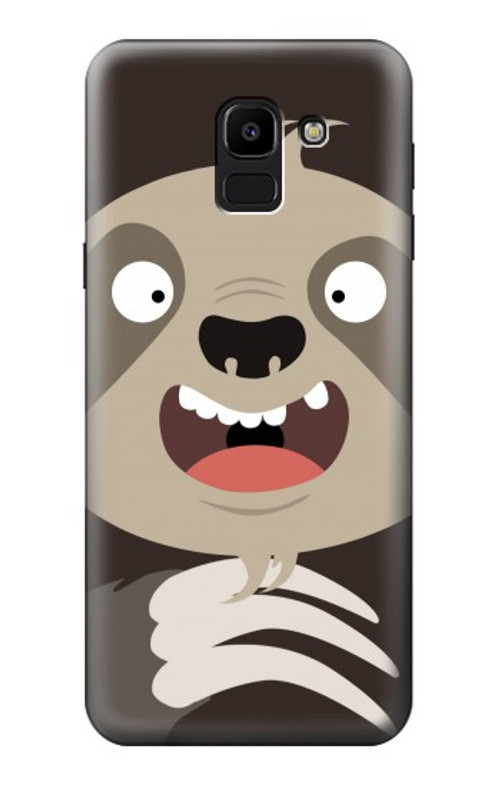 W3855 Sloth Face Cartoon Case Cover Custodia e Flip Case per Samsung Galaxy J6 (2018)
