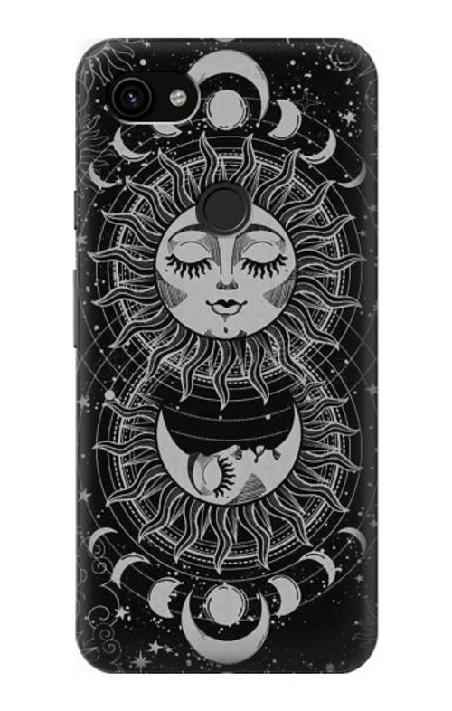 W3854 Mystical Sun Face Crescent Moon Case Cover Custodia e Flip Case per Google Pixel 3a XL