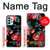 W3112 Rose Floral Pattern Black Case Cover Custodia e Flip Case per Samsung Galaxy A23