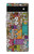 W3879 Retro Music Doodle Case Cover Custodia e Flip Case per Google Pixel 6a