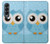 W3029 Cute Blue Owl Case Cover Custodia e Flip Case per Samsung Galaxy Z Fold 4