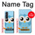 W3029 Cute Blue Owl Case Cover Custodia e Flip Case per Samsung Galaxy Z Fold 4
