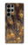 W3691 Gold Peacock Feather Case Cover Custodia e Flip Case per Samsung Galaxy S23 Ultra