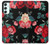W3112 Rose Floral Pattern Black Case Cover Custodia e Flip Case per Samsung Galaxy A34 5G