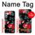 W3112 Rose Floral Pattern Black Case Cover Custodia e Flip Case per Samsung Galaxy A34 5G