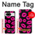 W2933 Pink Lips Kisses on Black Case Cover Custodia e Flip Case per Google Pixel 8