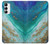 W3920 Abstract Ocean Blue Color Mixed Emerald Case Cover Custodia e Flip Case per Samsung Galaxy A14 5G