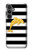 W2882 Black and White Striped Gold Dolphin Case Cover Custodia e Flip Case per Samsung Galaxy S23 FE