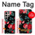 W3112 Rose Floral Pattern Black Case Cover Custodia e Flip Case per Samsung Galaxy S24 Ultra