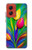 W3926 Colorful Tulip Oil Painting Case Cover Custodia e Flip Case per Motorola Moto G Stylus 5G (2024)