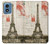W2108 Eiffel Tower Paris Postcard Case Cover Custodia e Flip Case per Motorola Moto G Play 4G (2024)