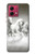 W0933 White Horses Case Cover Custodia e Flip Case per Motorola Moto G84