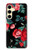 W3112 Rose Floral Pattern Black Case Cover Custodia e Flip Case per Samsung Galaxy S24 FE