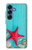 W3428 Aqua Wood Starfish Shell Case Cover Custodia e Flip Case per Samsung Galaxy S25