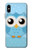 W3029 Cute Blue Owl Case Cover Custodia e Flip Case per iPhone X, iPhone XS