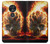 W0863 Hell Fire Skull Case Cover Custodia e Flip Case per Motorola Moto G7 Play