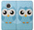 W3029 Cute Blue Owl Case Cover Custodia e Flip Case per Motorola Moto G7, Moto G7 Plus